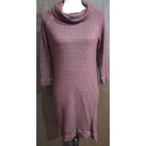 Evereve Michael Stars Burgundy Holiday Casual Cowl Neck Dress XS 3/4 Sleeve